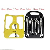 RaiFu レンチ スパナ　セット　自動　フレキ　シブル　ヘッド　スリーブ　コン　ビネーション　ツール　ラチェット　ハンドル　レンチ　スパナハード　ウェア　カー　修理　ハンド　ツール　7PC /セット