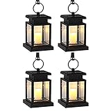 Derlights LEDソーラーライト ガーデンライト 防水 キャンドルランタン 太陽光パネル搭載 ハンギングランタン 夜間自動点灯 省エネ 屋外照明 装飾 庭/芝生/玄関先 (4セット)