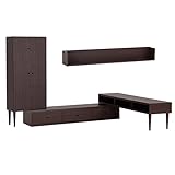 arne テレビ台 キャビネット ウォールシェルフ 完成品 日本製 配線収納 3点セット T-003/1500 T3H-cabi WallBox C-1500 ダークブラウン