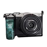 Sony 用 A7C2 A7CII A7CR 専用 カメラウッドグリップ 高級檀木材 木製ハンドル メタルベース L型グリップ ハンドメイド カメラケージ 電池交換可能 (B-ネイビー+ブラック)