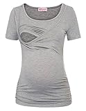 レディース シンプル 授乳トップス コットン 伸縮性すぐれ 産後服 Ｔシャツ 2XL