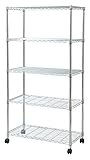 山善(YAMAZEN) メタルシェルフ 幅92 奥行46 5段 キャスター付き アジャスター付き MJ-18095CJ