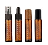 ロールオンボトル スポイトボトル スプレーボトル 5ml 10ml 遮光瓶 小分け 目盛り付き ガラスボトル アロマ保存容器 香水 詰替え 容器 QT-162 ((10ml) ４種セット)