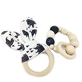 Mamimami Home ベビーカー用おもちゃ 噛がため おしゃぶり 木製 かぎ針編み の ブレスレット 声が出て 兎耳 1ゼント「BPAフリー」[FDA認可済]