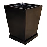 樹脂製軽量ポット セラフィ　スクエアー　ブラック　29cm 皿付 ／植木鉢