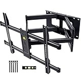 FORGING MOUNT テレビ壁掛け金具 50-90型LCD/LED対応 中大型壁掛けテレビ金具 耐荷重75kg 76.5CMロングアーム フルモーション式 前後＆左右&上下多角度調節 VESA600x400mmまで 12“16"の木間柱に対応 HDMIケーブル、3軸バブル水平器、ケーブルカバー付き