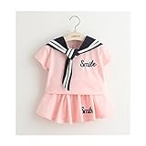 WIN セットアップ 女の子 子供服　 女の子 長袖 ワンピース フレア スカート　キッズワンピース キッズ ワンピース 入学 入園　子供服 キッズ 女の子　スカート＋服 (110cm, ピンク)