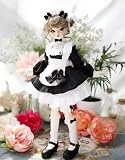 HAMRETHYPPZ 1/4 1/6 1/3 BJD　 球体関節人形 ドレス ドール　コスチューム　人形メイド服 球体関節人形着せ替え かわいいメイドスカート、プリンセススカート、かわいいエプロン、かわいい頭飾り (ヘッド、素体は含まりません) (黒, 1/3)