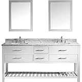 Virtu USA md-2272-wmsq-wh-012 Caroline Estate 72 "ダブルバスルームVanity with Marble andスクエアシンク上部をポリッシュクローム蛇
