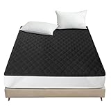 Mafudoxi 防水 敷きパッド ダブル 防水パッド ベッドパッド 敷パッド マットレスパッド ベッドシーツ ベッドマット 敷きカバー マットレスカバー マットレス 抗菌・防臭・防ダニ 通気性 毛玉なし 洗える ホコリ出ない 四隅強化ゴムバンド付き オールシーズンで使える (ダブル・140×200cm・ブラック)