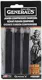 General Pencil Jumbo Compressed Charcoal Sticks, Black, by General Pencil