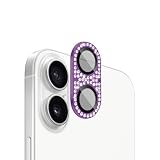 iPhone 16 用/iPhone 16 Plus 用 カメラ保護ガラスフィルム カメラレンズ保護カバー アルミニウム合金＋強化ガラス製 カメラカバー キズ防止 露出オーバー防止 耐衝撃 防塵 防滴 薄型 3D全面保護 【1枚】 パープル iPhone 16 対応/iPhone 16 Plus 対応 カメラガラスフィルム