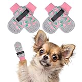 BINGPET 犬 靴下 ペット用靴下 滑り止め 4個セット 肉球保護 犬用靴下 防滑ソックス 柔らかい 脱げない かわいい 転倒防止 室内履き 通気性 老犬 介護サポート 足舐め防止 かわいい おしゃれ 小型犬 中型犬 大型犬 犬靴下 (イチゴ,M)