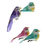 F Fityle 　人工鳥　　庭　家　装飾　人工羽根　小道具　　庭園の装飾　　4個セット　舞台道具　季節　ディスプレイ