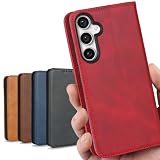 S23 FE galaxy ケース 手帳型 Galaxy S23 FE SCG24 au ケース GalaxyS23FE ケース S23FE サムスン ギャラクシー S23FE カバー スマホケース S23FEケース 適用 case iCoverCase 内蔵マグネット カードケース スマホケース 携帯カバー カード入れ スタンド 落ち着いた色 レトロ レッド