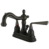 Kingston Brass KS1605ZL Two Handle 4 in. Centerset Lavatory Faucet with Brass Pop-up