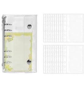 A6 シール帳 透明手帳 クリアカバー リング手帳 軽量 持ち運び便利 シンプルおしゃれ デコレーション自由 シールデコ対応 学生・女性向け コンパクトスケジュール帳 196x135mm【20枚リフィル付き】シール収納 推し活グッズ