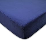 TL Care Heavenly Soft Chenille Crib Sheet, Navy, 28 x 52