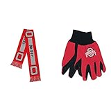 NCAA Ohio State Buckeyesグリップ作業グローブand Bigロゴスカーフ2パックバンドル