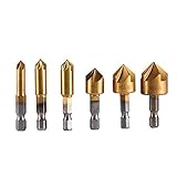 6ピース/セットフルート皿ドリル1/4 '六角hssシャンク90度木材chamferringカッター木材加工修理6-19ミリメートルドリルビット