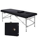 マッサージベッド 折りたたみ 軽量 マッサージ折りたたみベッド 施術ベッド マッサージ台 診察台 高さ調節 組立て不要 長さ180×幅60×高さ62～83cm (木製 ブラック)