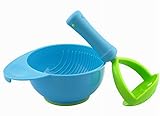 ベビー食器　お食事　ボウル　出産祝い　離乳食調理器具　破砕　研削ボウル　ベビーフード研磨器具　赤ちゃん　調理セット 離乳食用　安全　便利　簡単　実用性（ブルー）