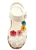 (コ-ランド) Co-land ベビーサンダル 女の子 子供靴 キッズシューズ ビーチサンダル 赤ちゃん靴 女児 お花 レース付き つま先保護 海 お出かけ ホワイト 13.5cm