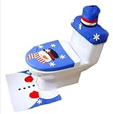 WS-HOME クリスマス 飾り スノーマン柄 雪だるま トイレ 蓋 カバー マット タンクカバー 3点セット (雪だるまA)