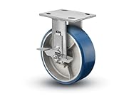 Shepherd Prism Series 4 Diameter Urethane on Iron Wheel Rigid Caster with Tread Brake, 4-1/2 Length 