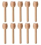 LASSUM 10 Pieces 3 Inch Wood Honey Dippers Sticks, Mini Honey Dipper Stick for Honey Jar Dispense Drizzle Honey