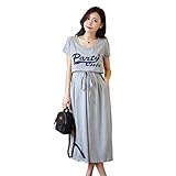 授乳服 マタニティ ワンピース 授乳口付き 春 夏 楽々出産祝い (XL, グレー)