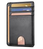 [Teskyer] クレジットカードケース IDカードホルダー 高級PUレザー 薄型 カード入れ カードケース RFIDスキミング防止 カードホルダー 大容量 （ブラック）