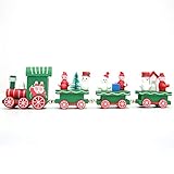 Refaxi パーソナライズされた子供木製の列車のおもちゃ子供の赤ちゃんおもちゃのクリスマスギフトホームインテリア（グリーン）