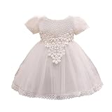 CHD ベビードレス　子供　ワンピース　女の子ドレス　セレモニードレス　ベビーデイジー 結婚式　フォーマルドレス 子供服 女の子　赤ちゃん お宮参り　出産祝い　百日記念 (70, ホワイト)