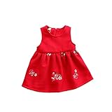 ベビー服 女の子ワンピース 子供服 Pojour 可愛いキャンセル 花のスカート 袖なしドレス オシャレ 秋 綿 通園 発表会 旅行 記念日 プレゼント 赤