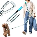 ショルダーリード 【安心のロック式軽量カラビナ仕様】 リード 犬 中型犬 小型犬 ショルダー 反射糸 散歩 両手が使える (M, 蛍光ブルー)