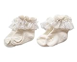 2足組　日本製　オーガニックコットン　ベビーソックス　フリフリレース　新生児用 8センチ ベビー用靴下