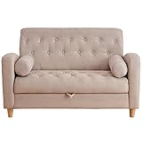 タンスのゲン 2人掛け ソファ ファブリック 収納 クッション2個付き ベージュ 21070011 BE