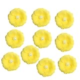 Perfk パール　花芸用品　10個入り　フラワー　ヘッド　4cm　人工メッシュ　ホーム飾り　造花　シルク　ローズ　全7種選べ - 黄