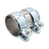 Funriche マフラー バンド 汎用 エキゾースト 連結 排気管 ジョイント 45～65mm 全長95mm ステンレス マフラークランプ 内径(65mm)
