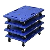 山善(YAMAZEN) 連結平台車(ゴムキャスター)60×40cm【4台組お得セット】【日本製】軽量 連結可能 積み重ね 台車 平台車 コンパクト ネイビーブルー NTR-G65NB×4