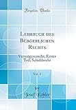 Lehrbuch Des Burgerlichen Rechts, Vol. 2: Vermogensrecht; Erster Teil, Schuldrecht (Classic Reprint)