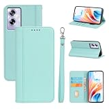 OPPO A79 5G ケース 手帳型 OPPO A79 5G ケース手帳型 OPPO A79 5G 手帳型ケース カバー puレザー 耐摩擦 耐衝撃 全面保護 マグネット式 スタンド機能 カード収納 手触りが良い【内側の黒いTPU】スマホケース スマホカバー(OPPO A79 5G カバー 手帳型) (ミント緑)