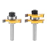 Demiawaking T型ほぞカッター 木工カッター 木工ドリルビット ルータービット 木工用 イエロー 8*1/4シャンク 2本入り