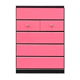 アルファタカバ かっこいい女性チェストシリーズ タバサチェスト 75cm幅5段 ピンク(ハートピンク)