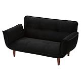 日本製 ソファ 2人掛け 脚が取れる カウチソファ 5段階 リクライニング 〔マイクロファイバー〕 ブラック