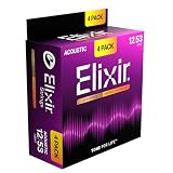 Elixir Strings 80/20 ブロンズアコースティックギター弦 NANOWEBテクノロジー、ライト(.012-.053) - Amazon限定4パック