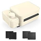 GVDV ホットサンドメーカー 電気 タイマー付き 耳まで焼ける ワッフルメーカー 着脱式 厚焼きサンド 両面焼きフライパン 4枚プレート