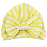 Honhui幼児赤ちゃん男の子女の子インドストライプ帽子ソフトLovelyコットンキャップwith Bowknot 19.5*15CM イエロー DG