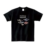 [chatte noir] Tシャツ メンズ 半袖 おしゃれ 釣り 魚 フィッシュ FISH ルアー 川釣り クルーネック Uネック ユニセックス 男女兼用 プリントTシャツ ブラック L